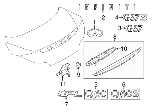Exterior Trim - Trunk for 2014 Infiniti Q60 #0