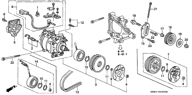 Body/Air Conditioning/A/C Compressor (Sanden) (1) for 1993 Honda CIVIC COUPE #1