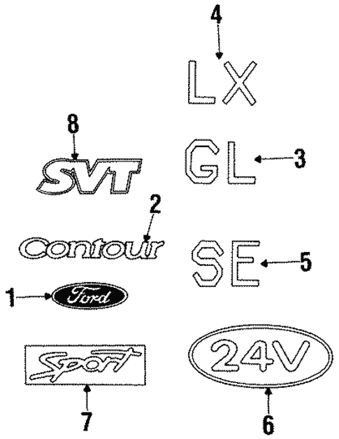 Exterior Trim - Trunk for 1996 Ford Contour #0