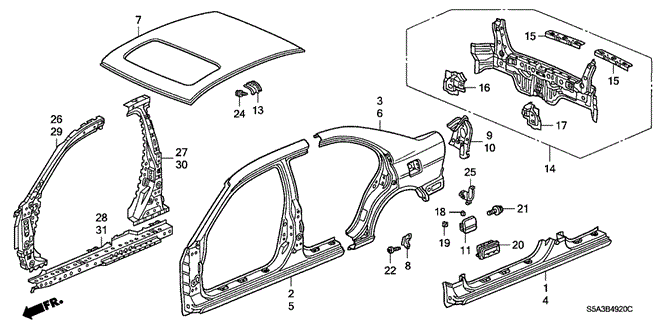 Body/Air Conditioning/Outer Panel (Plasma Style Panel) for 2003 Honda CIVIC SEDAN #1