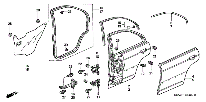 Body/Air Conditioning/Rear Door Panels for 2001 Honda CIVIC SEDAN #1