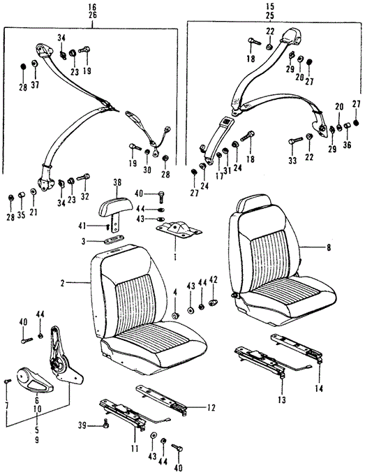 INTERIOR / BUMPER/FRONT SEAT - SEAT BELT ('73-'74) for 1973 Honda CIVIC 1200 COUPE #1