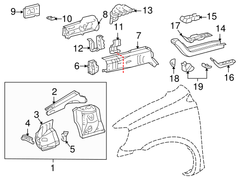 BODY/STRUCTURAL COMPONENTS & RAILS for 2005 Scion xB #1