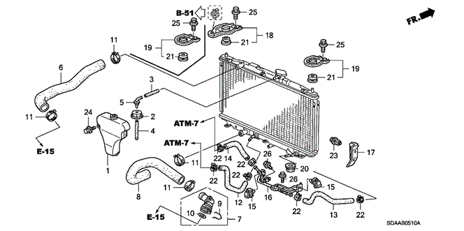 Electrical/Exhaust/Heater/Fuel/Radiator Hose - Reserve Tank (L4) for 2007 Honda ACCORD SEDAN #1