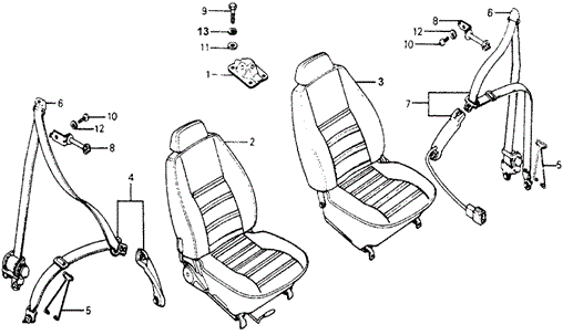 INTERIOR / BUMPER/FRONT SEAT - SEAT BELT for 1978 Honda ACCORD HATCHBACK #1