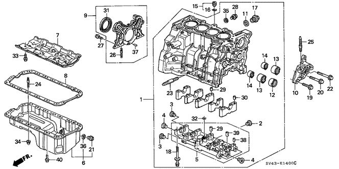 ENGINE/CYLINDER BLOCK - OIL PAN for 1995 Honda ACCORD SEDAN #1