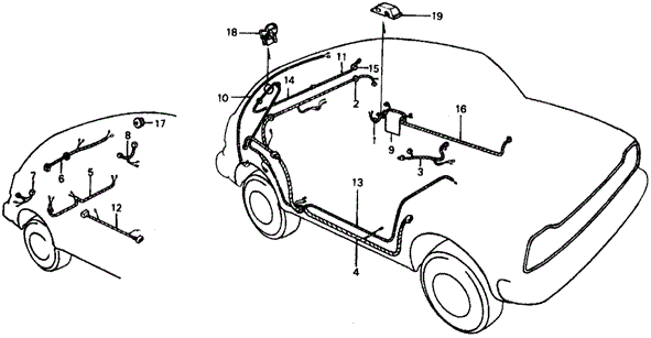 ELECTRICAL / EXHAUST / HEATER / FUEL/WIRE HARNESS (2) for 1976 Honda CIVIC HATCHBACK #1