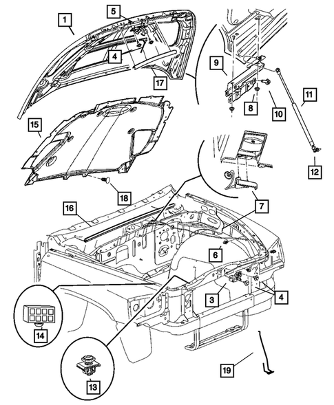 Hood and Hood Release for 2009 Dodge Dakota #0