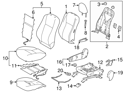 BODY/PASSENGER SEAT COMPONENTS for 2016 Toyota Highlander #2