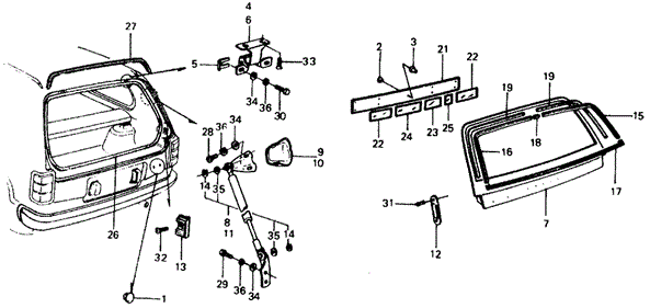 BODY / AIR CONDITIONING/TAILGATE 3DR for 1976 Honda CIVIC HATCHBACK #1