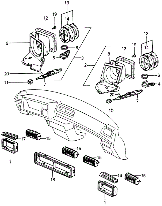INTERIOR / BUMPER/FRESH AIR VENTS (1) for 1981 Honda CIVIC HATCHBACK #1