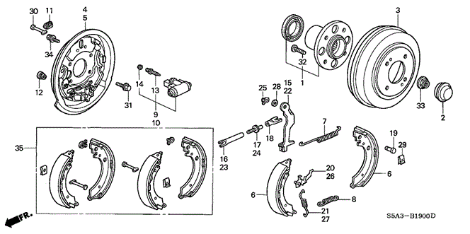 CHASSIS/REAR BRAKE (DRUM) (1) for 2004 Honda CIVIC COUPE #1