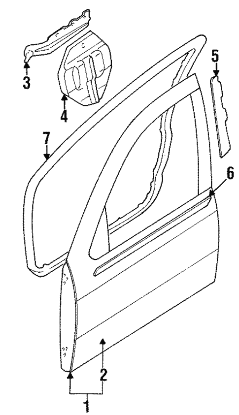 Door & Components for 1996 Nissan Sentra #0