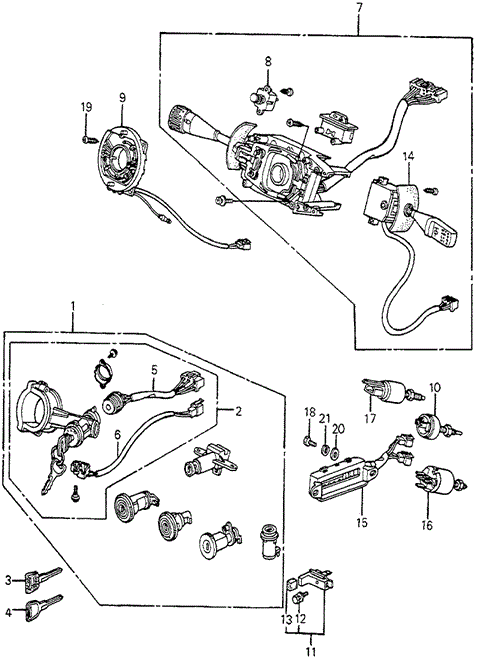 ELECTRICAL / EXHAUST / HEATER / FUEL/STEERING WHEEL SWITCH - LOCK SET for 1982 Honda ACCORD SEDAN #1