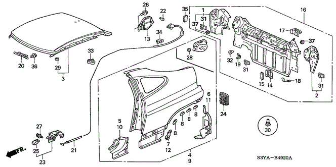 Body/Air Conditioning/Outer Panel - Rear Panel for 2006 Honda INSIGHT #1
