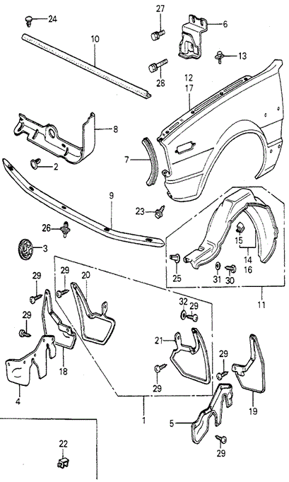 BODY / AIR CONDITIONING/FRONT FENDER for 1980 Honda ACCORD HATCHBACK #1