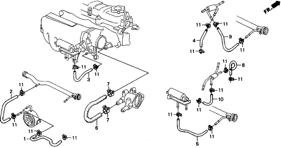 ENGINE/WATER HOSE for 1990 Honda CIVIC 5-DOOR #1