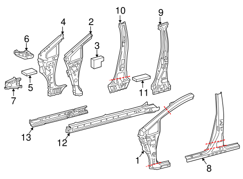 BODY/CENTER PILLAR & ROCKER for 2013 Toyota Prius V #1