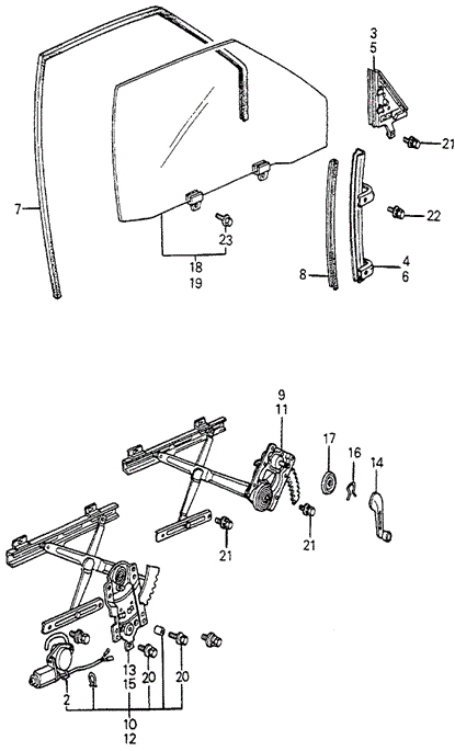 Body/Air Conditioning/Front Door Window for 1983 Honda ACCORD SEDAN #1