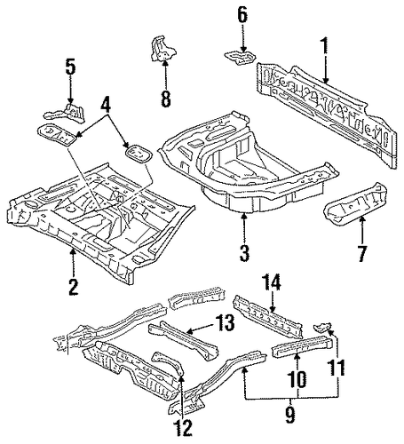 BODY/REAR FLOOR & RAILS for 1996 Toyota Camry #1