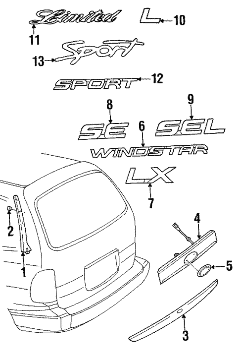 Exterior Trim - Lift Gate for 2000 Ford Windstar #0
