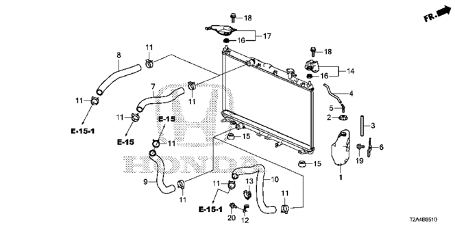 ELECTRICAL / EXHAUST / HEATER / FUEL/RADIATOR HOSE - RESERVE TANK for 2013 Honda ACCORD SEDAN #1