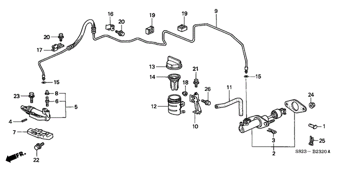 CHASSIS/CLUTCH MASTER CYLINDER for 2001 Honda ACCORD COUPE #1