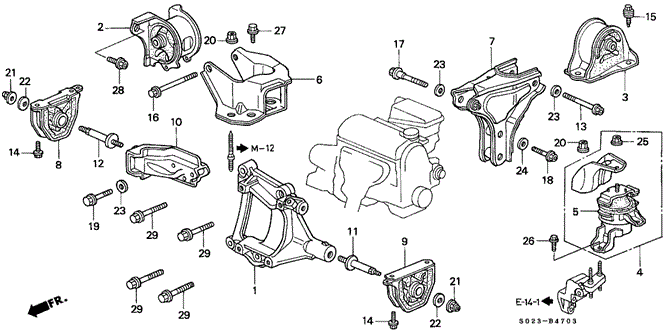 Body/Air Conditioning/Engine Mount (DOHC VTEC) for 2000 Honda CIVIC COUPE #1