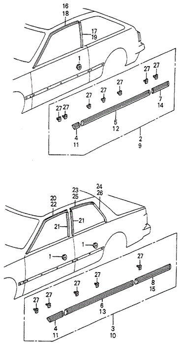 BODY / AIR CONDITIONING/SIDE PROTECTOR - SASH MOLDING for 1983 Honda ACCORD HATCHBACK #1