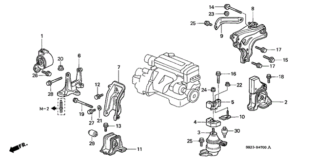 BODY / AIR CONDITIONING/ENGINE MOUNT (MT) ('98-'02) for 2001 Honda ACCORD COUPE #1