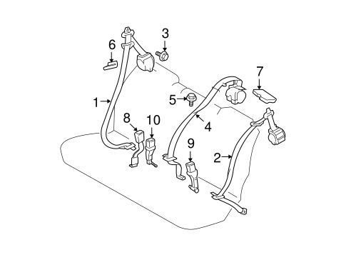 ELECTRICAL/SECOND ROW SEAT BELTS for 2004 Toyota Highlander #2