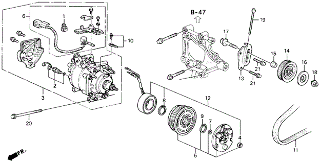 Body/Air Conditioning/A/C Compressor (Sanden) (1) for 1992 Honda CIVIC HATCHBACK #1
