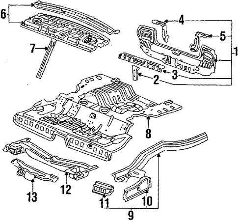 1987 Honda ACCORD SEDAN DX Stiffener, R Rear Combination - (66117SE3310ZZ) 1987 Honda ACCORD SEDAN DX Stiffener, R Rear Combination - (66117SE3310ZZ)