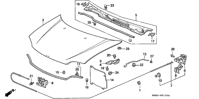 Body/Air Conditioning/Hood for 1993 Honda CIVIC COUPE #1