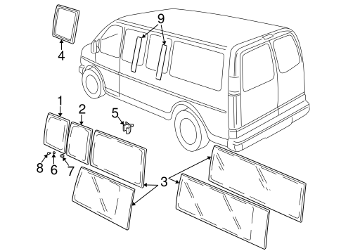 Savana 3500 GLASS & HARDWARE - BODY SIDE 2