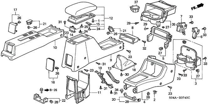 INTERIOR / BUMPER/CONSOLE for 1999 Honda CIVIC SEDAN #1