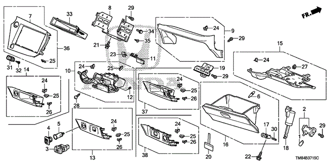 INTERIOR / BUMPER/INSTRUMENT PANEL GARNISH (PASSENGER SIDE) for 2012 Honda INSIGHT #1