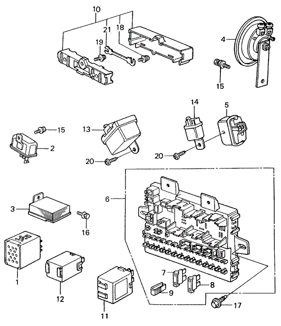Electrical/Exhaust/Heater/Fuel/Fuse Box - Relay - Horn ('82-'83) for 1982 Honda CIVIC SEDAN #1