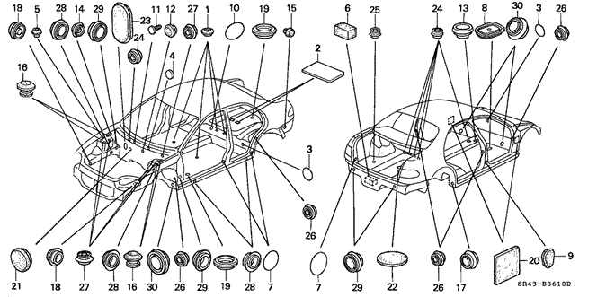 INTERIOR / BUMPER/GROMMET for 1992 Honda CIVIC SEDAN #1