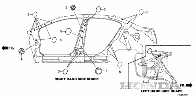 Grommet (Side) for 2012 Honda Civic #0