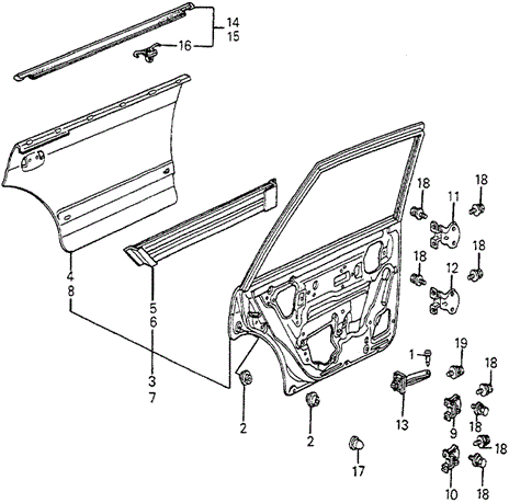 Body/Air Conditioning/Rear Door Panels 4DR for 1982 Honda ACCORD SEDAN #1