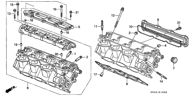 ENGINE/CYLINDER HEAD (RR.) (V6) for 1995 Honda ACCORD SEDAN #1
