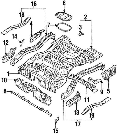 Rear Floor & Rails for 1995 Subaru Legacy #0