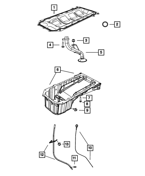 Engine Oiling, Oil Pan and Indicator (Dipstick) for 2012 Jeep Grand Cherokee #0