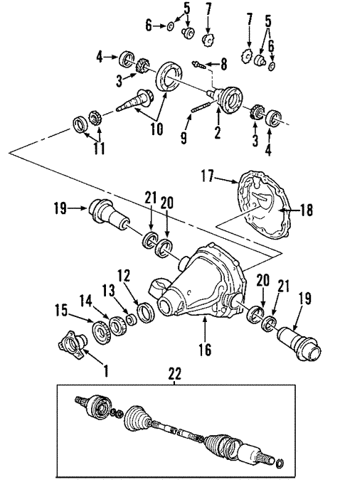 Universals & Rear Axle/Differential for 2002 Ford Thunderbird #1