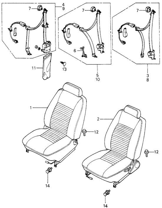 INTERIOR / BUMPER/FRONT SEAT - SEAT BELT for 1981 Honda CIVIC HATCHBACK #1