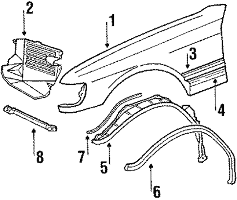 Fender & Components for 1990 Mercedes-Benz 560 SEL #0