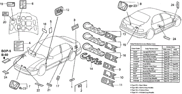 INTERIOR / BUMPER/EMBLEMS for 1993 Honda CIVIC SEDAN #1
