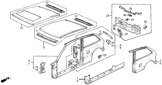 BODY / AIR CONDITIONING/OUTER PANEL for 1991 Honda CIVIC HATCHBACK #1