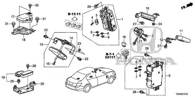 Electrical/Exhaust/Heater/Fuel/Control Unit (Cabin) (1) for 2012 Honda ACCORD SEDAN #1